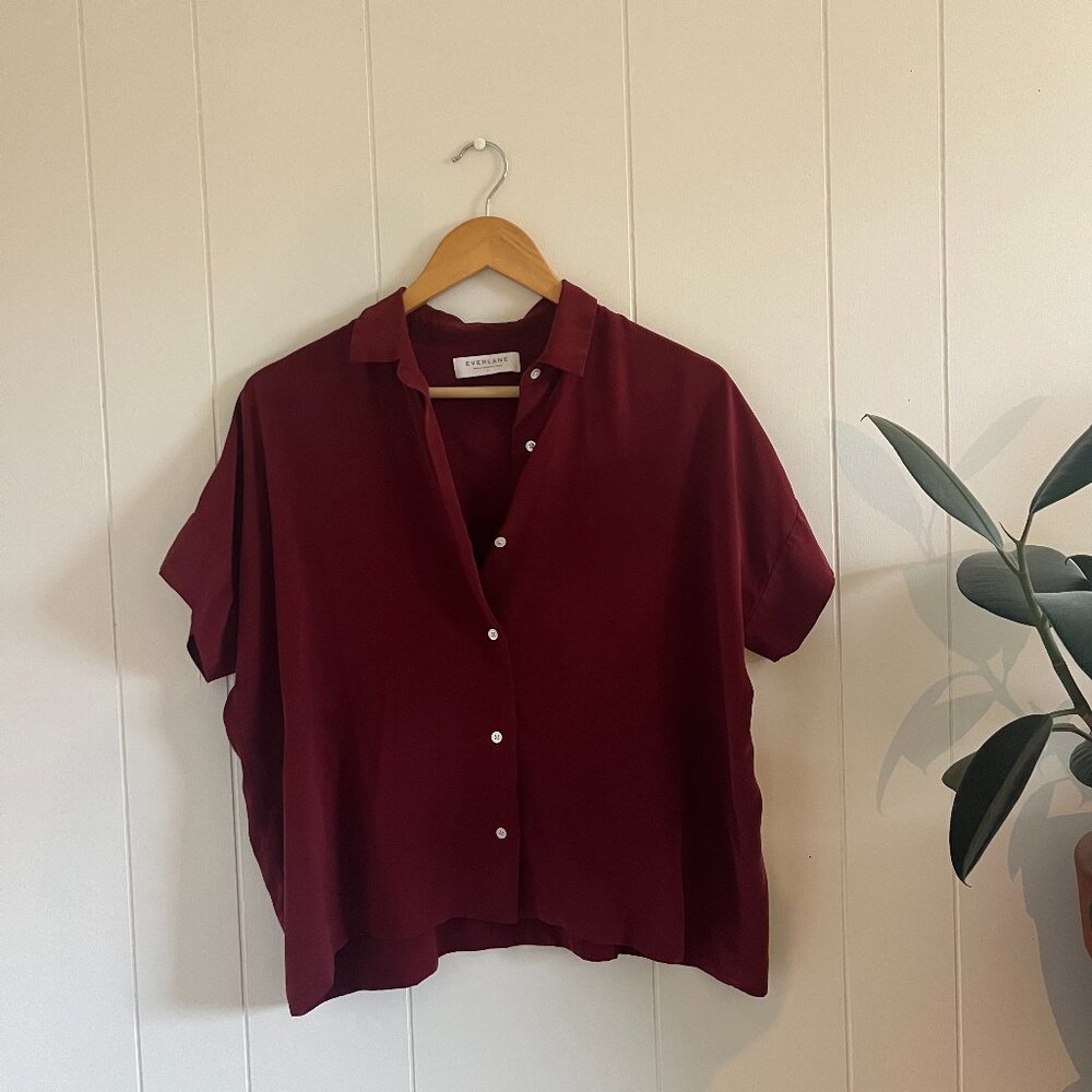 Everlane boxy silk shirt